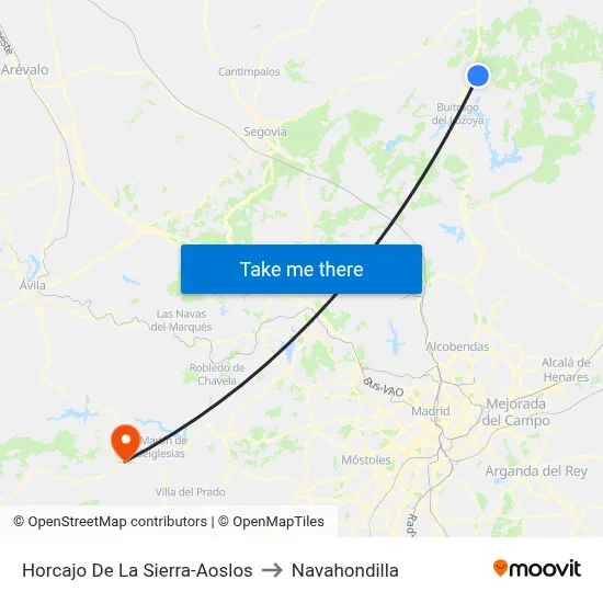 Horcajo De La Sierra-Aoslos to Navahondilla map