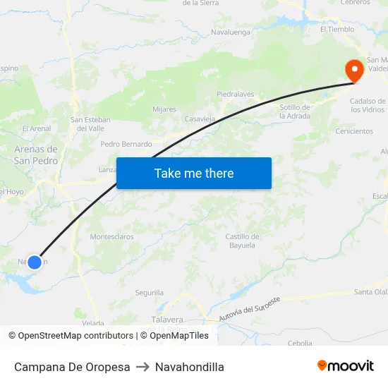 Campana De Oropesa to Navahondilla map