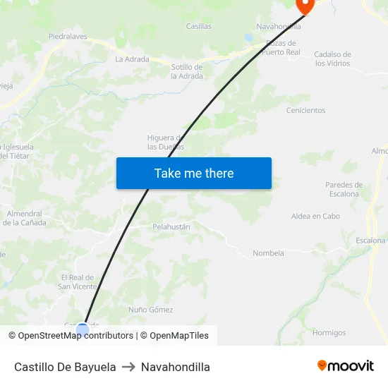 Castillo De Bayuela to Navahondilla map