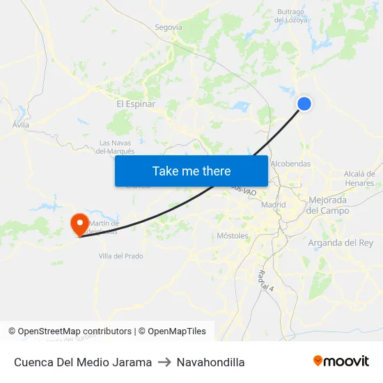 Cuenca Del Medio Jarama to Navahondilla map