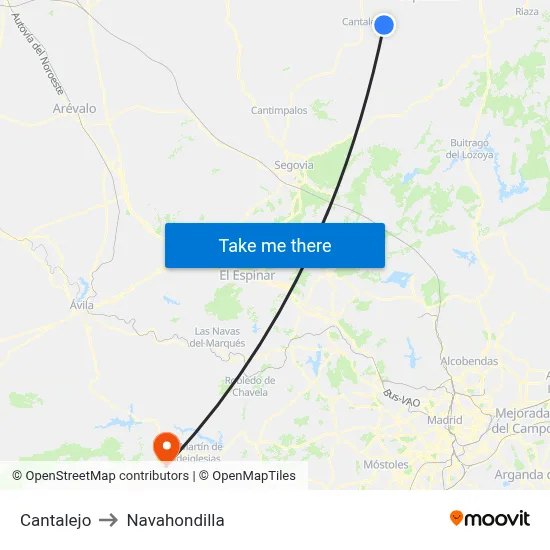 Cantalejo to Navahondilla map