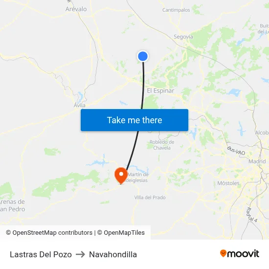 Lastras Del Pozo to Navahondilla map
