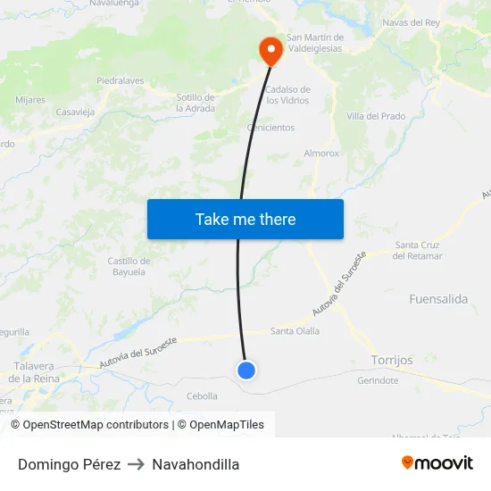 Domingo Pérez to Navahondilla map