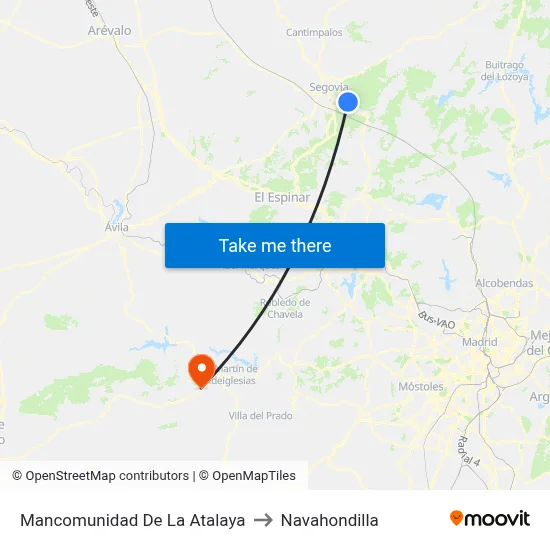 Mancomunidad De La Atalaya to Navahondilla map