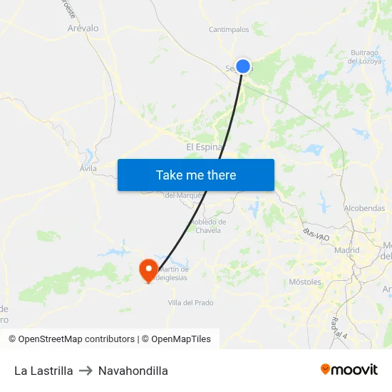 La Lastrilla to Navahondilla map