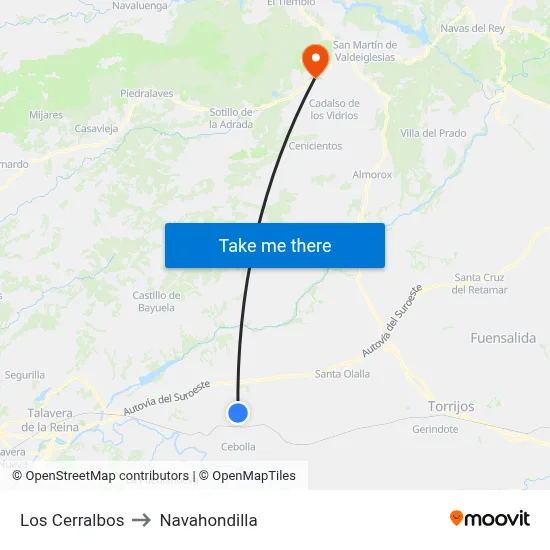 Los Cerralbos to Navahondilla map