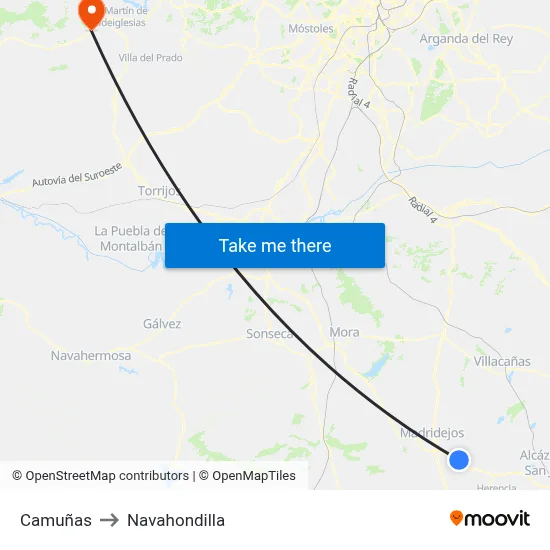 Camuñas to Navahondilla map