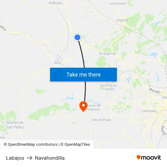 Labajos to Navahondilla map