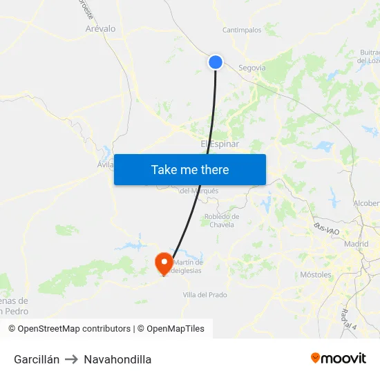 Garcillán to Navahondilla map