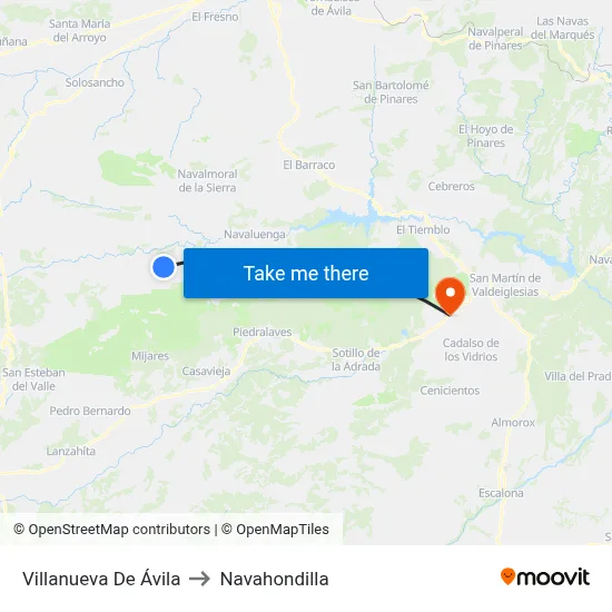 Villanueva De Ávila to Navahondilla map