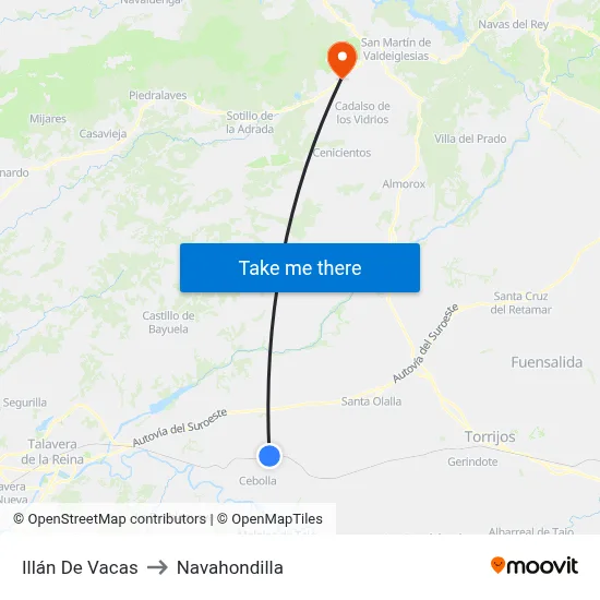 Illán De Vacas to Navahondilla map