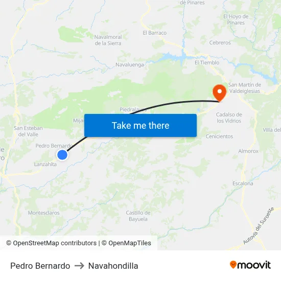 Pedro Bernardo to Navahondilla map