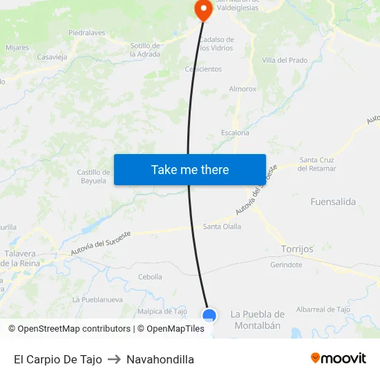 El Carpio De Tajo to Navahondilla map