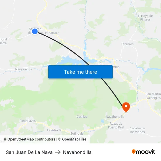 San Juan De La Nava to Navahondilla map