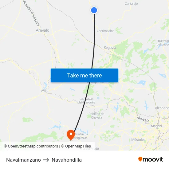Navalmanzano to Navahondilla map