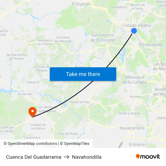 Cuenca Del Guadarrama to Navahondilla map