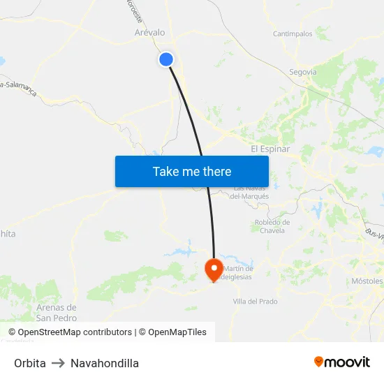 Orbita to Navahondilla map