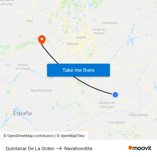 Quintanar De La Orden to Navahondilla map