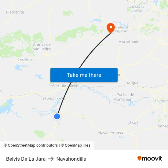 Belvís De La Jara to Navahondilla map