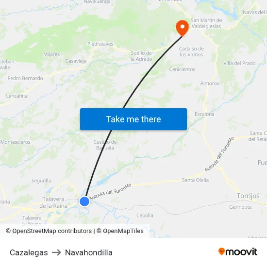 Cazalegas to Navahondilla map