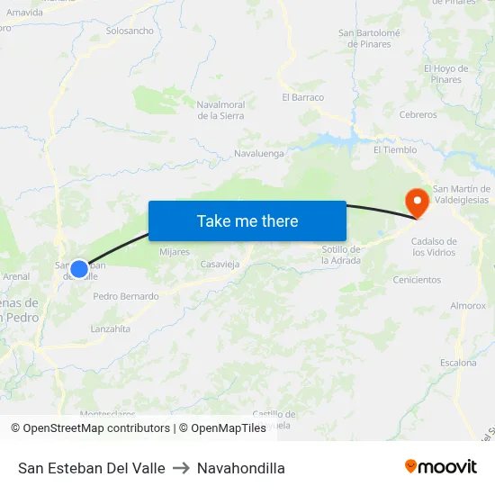 San Esteban Del Valle to Navahondilla map