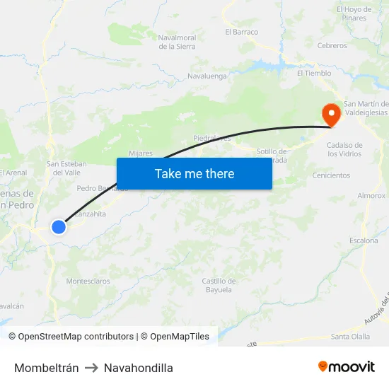 Mombeltrán to Navahondilla map
