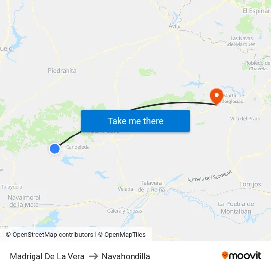 Madrigal De La Vera to Navahondilla map
