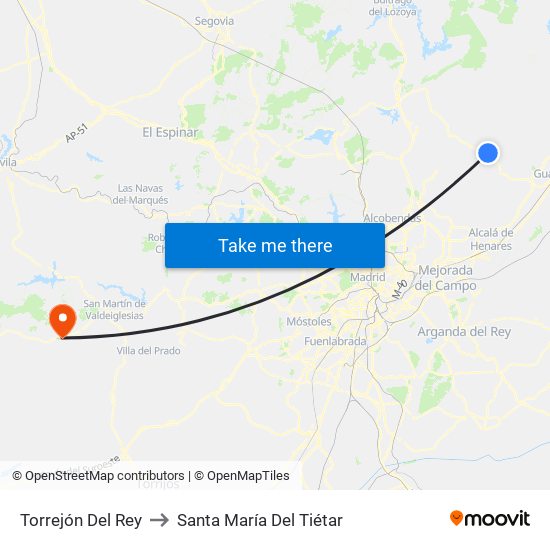 Torrejón Del Rey to Santa María Del Tiétar map