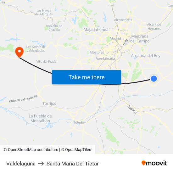 Valdelaguna to Santa María Del Tiétar map