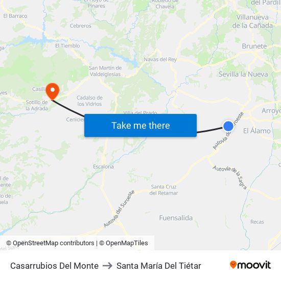 Casarrubios Del Monte to Santa María Del Tiétar map