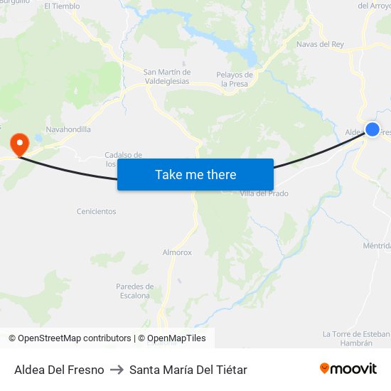Aldea Del Fresno to Santa María Del Tiétar map