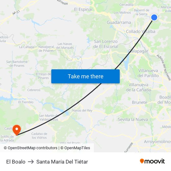 El Boalo to Santa María Del Tiétar map