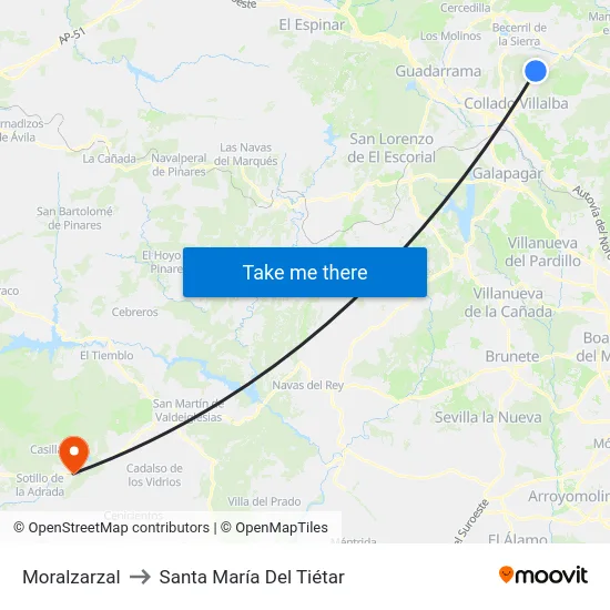 Moralzarzal to Santa María Del Tiétar map