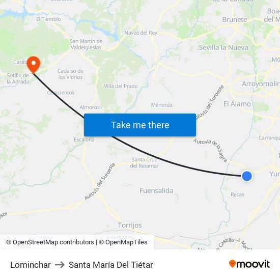 Lominchar to Santa María Del Tiétar map