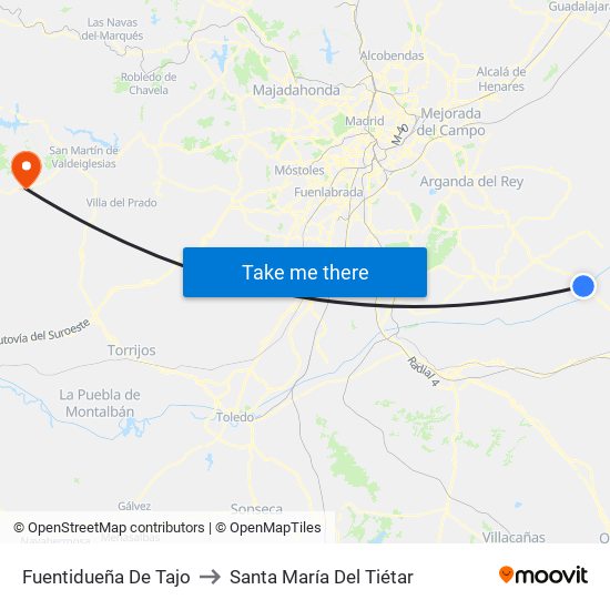 Fuentidueña De Tajo to Santa María Del Tiétar map
