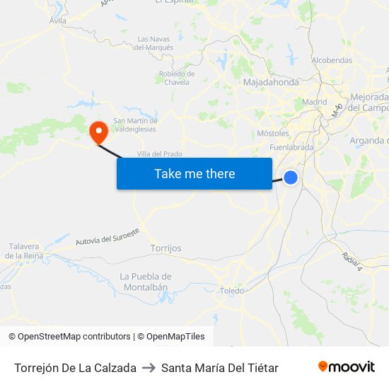 Torrejón De La Calzada to Santa María Del Tiétar map