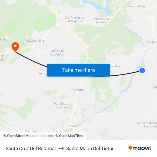 Santa Cruz Del Retamar to Santa María Del Tiétar map