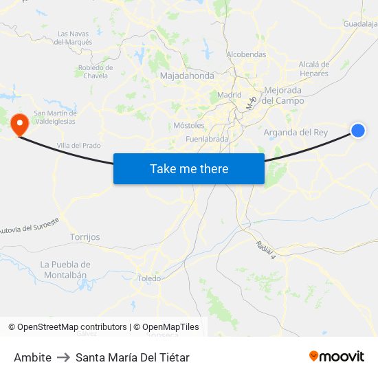 Ambite to Santa María Del Tiétar map