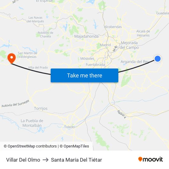 Villar Del Olmo to Santa María Del Tiétar map