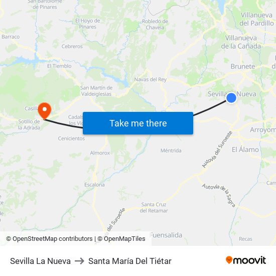 Sevilla La Nueva to Santa María Del Tiétar map