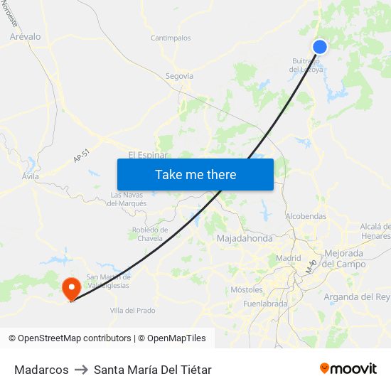 Madarcos to Santa María Del Tiétar map