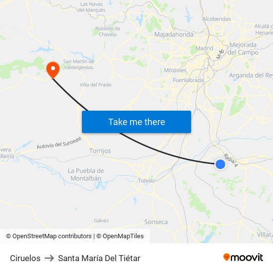 Ciruelos to Santa María Del Tiétar map