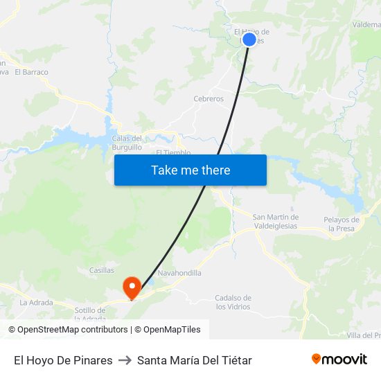 El Hoyo De Pinares to Santa María Del Tiétar map
