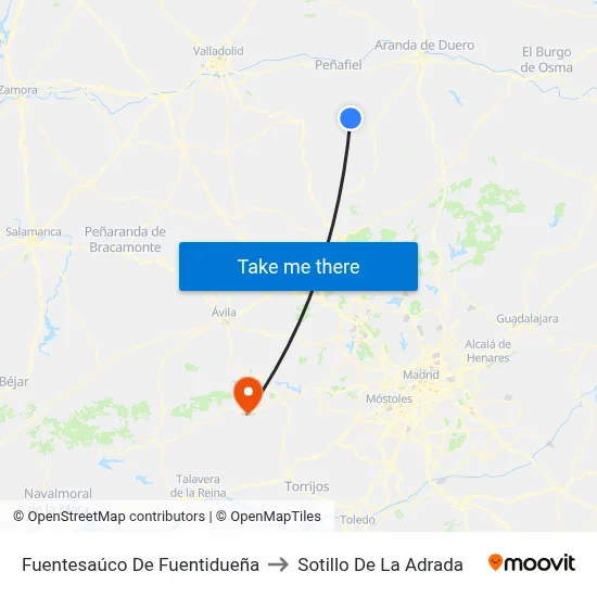Fuentesaúco De Fuentidueña to Sotillo De La Adrada map