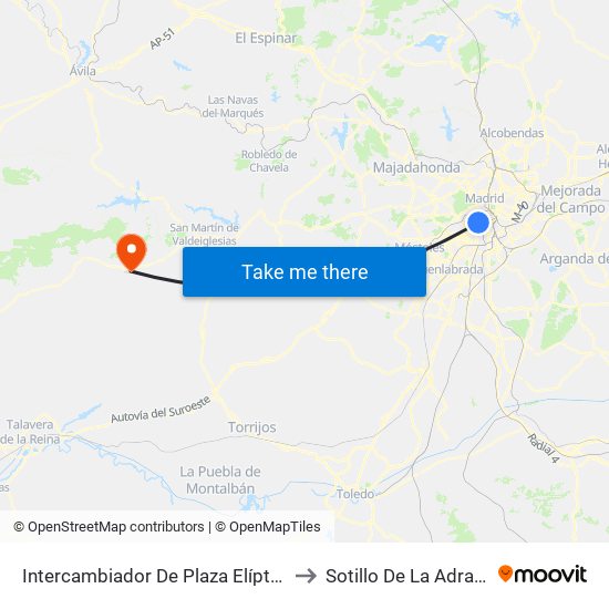 Intercambiador De Plaza Elíptica to Sotillo De La Adrada map