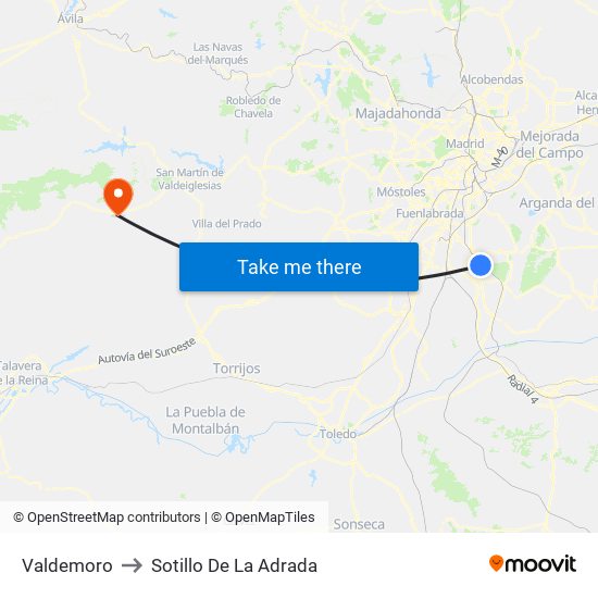 Valdemoro to Sotillo De La Adrada map