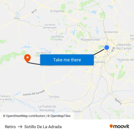 Retiro to Sotillo De La Adrada map