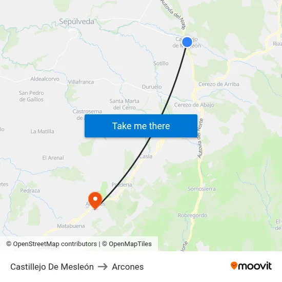 Castillejo De Mesleón to Arcones map