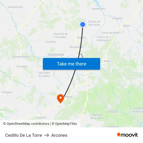 Cedillo De La Torre to Arcones map