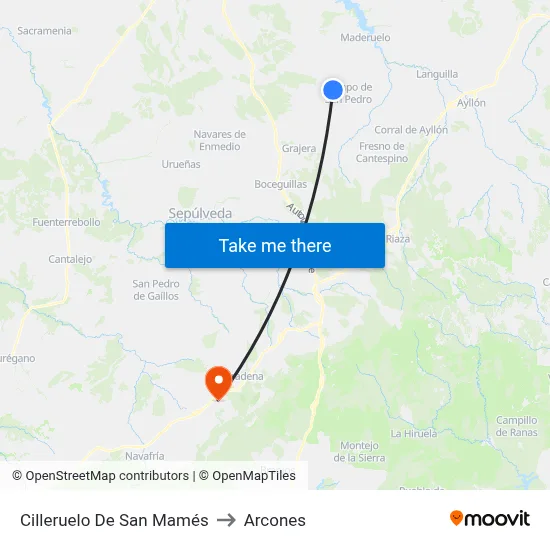 Cilleruelo De San Mamés to Arcones map